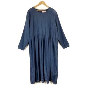 Country Wear Clothing Company Blue Chambray Modest Long Sleeve Midi Dress 24W